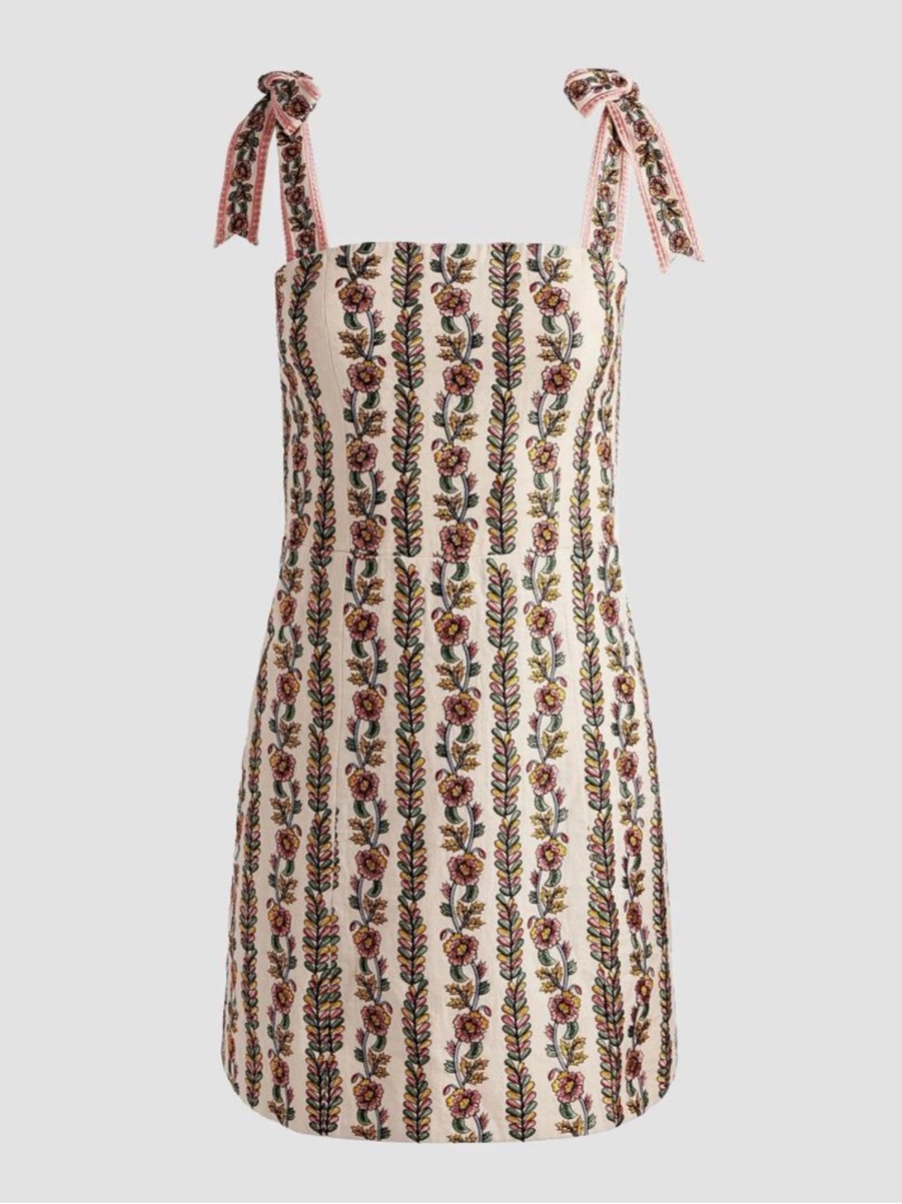 Alice + Olivia Cream Floral Tie-Shoulder Mini Dress - Picture 3 of 3